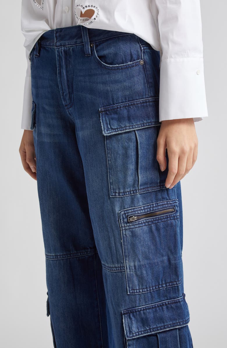 Alice + Olivia Cay Baggy Cargo Jeans, Alternate, color, 