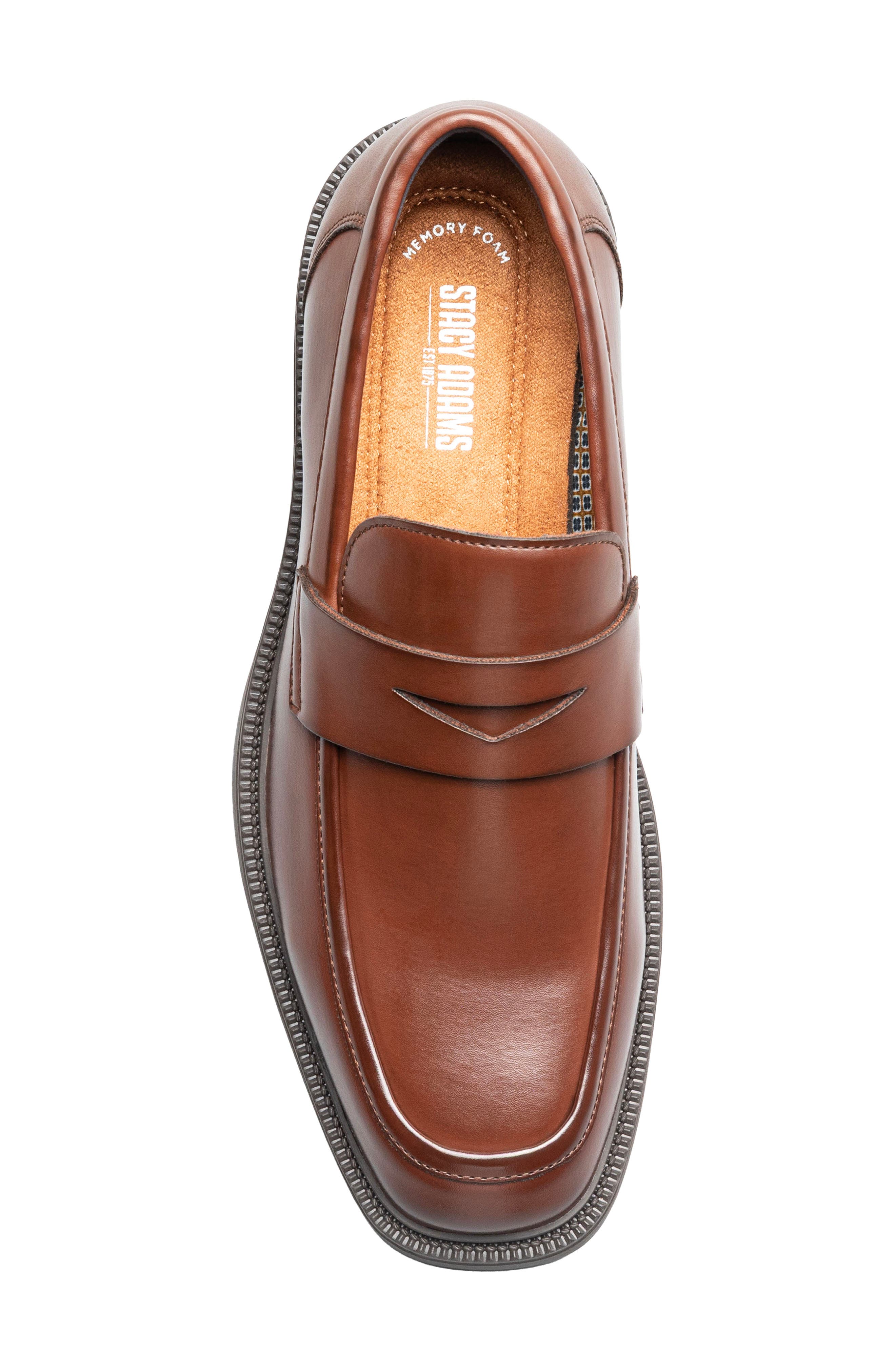 Everett Faux Leather Moc Toe Penny Loafer, Alternate, color, BROWN