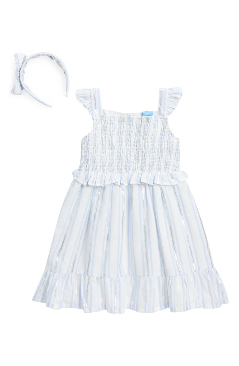 Draper James Kids' Metallic Stripe Dress & Headband Set, Main, color,