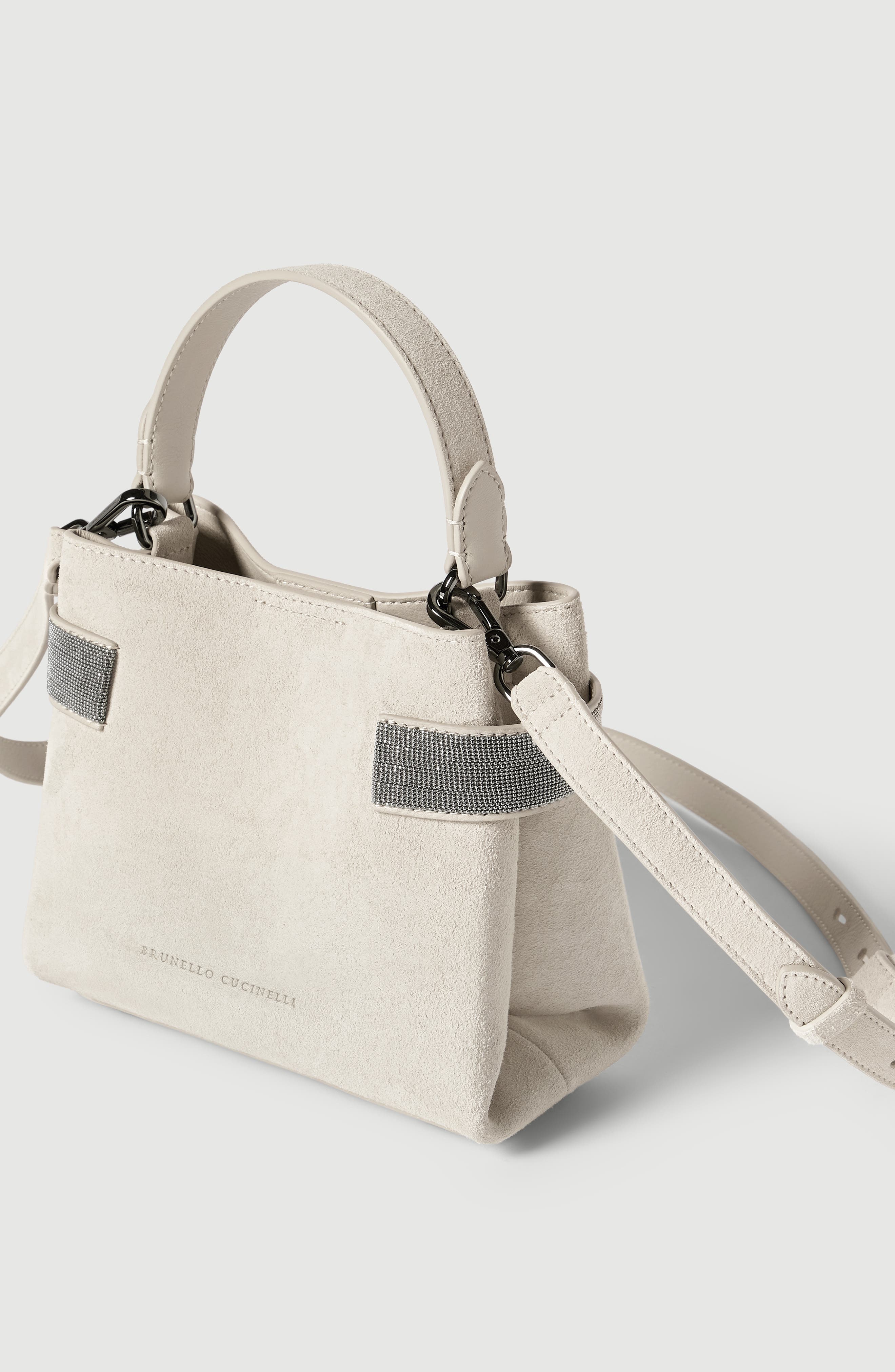 Brunello Cucinelli Small Top-Handle Essence bag, Alternate, color, Ivory