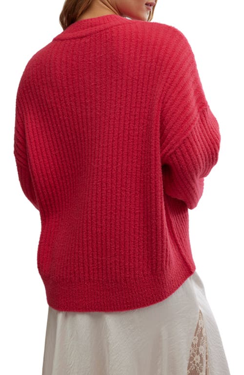 Free People Cocoa Rib Henley Sweater In Virtual Pink