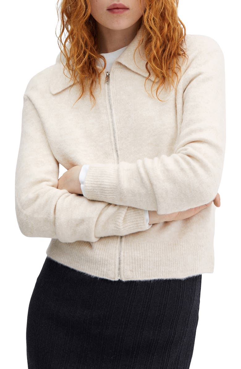 MANGO Collar Zip Sweater, Main, color, 