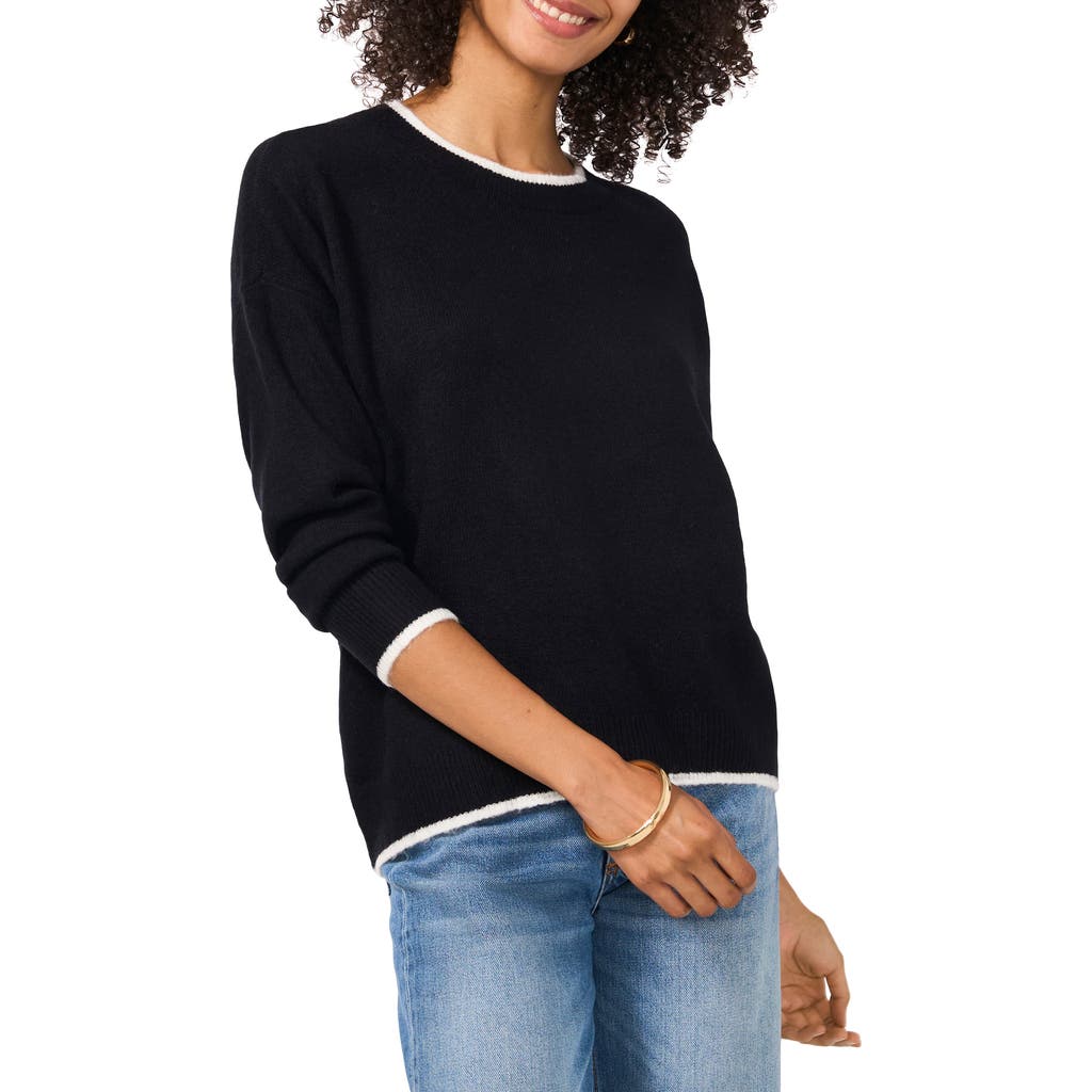 VINCE CAMUTO VINCE CAMUTO TIPPED CREWNECK SWEATER