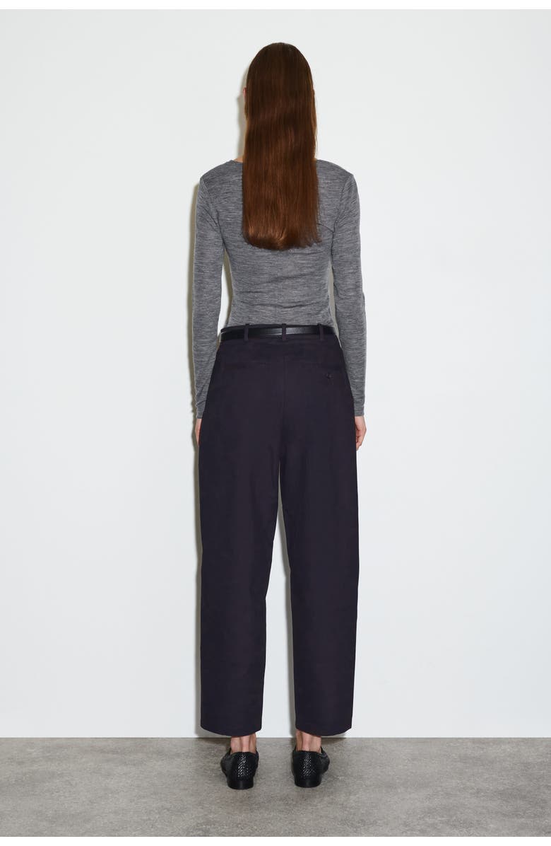 COS Barrel-Leg Cotton Chinos, Alternate, color, Navy