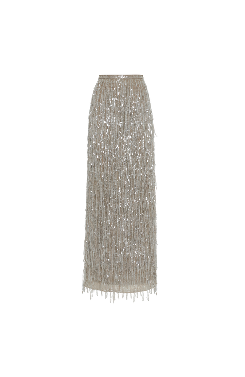 Brunello Cucinelli Column Couture Skirt In Beige