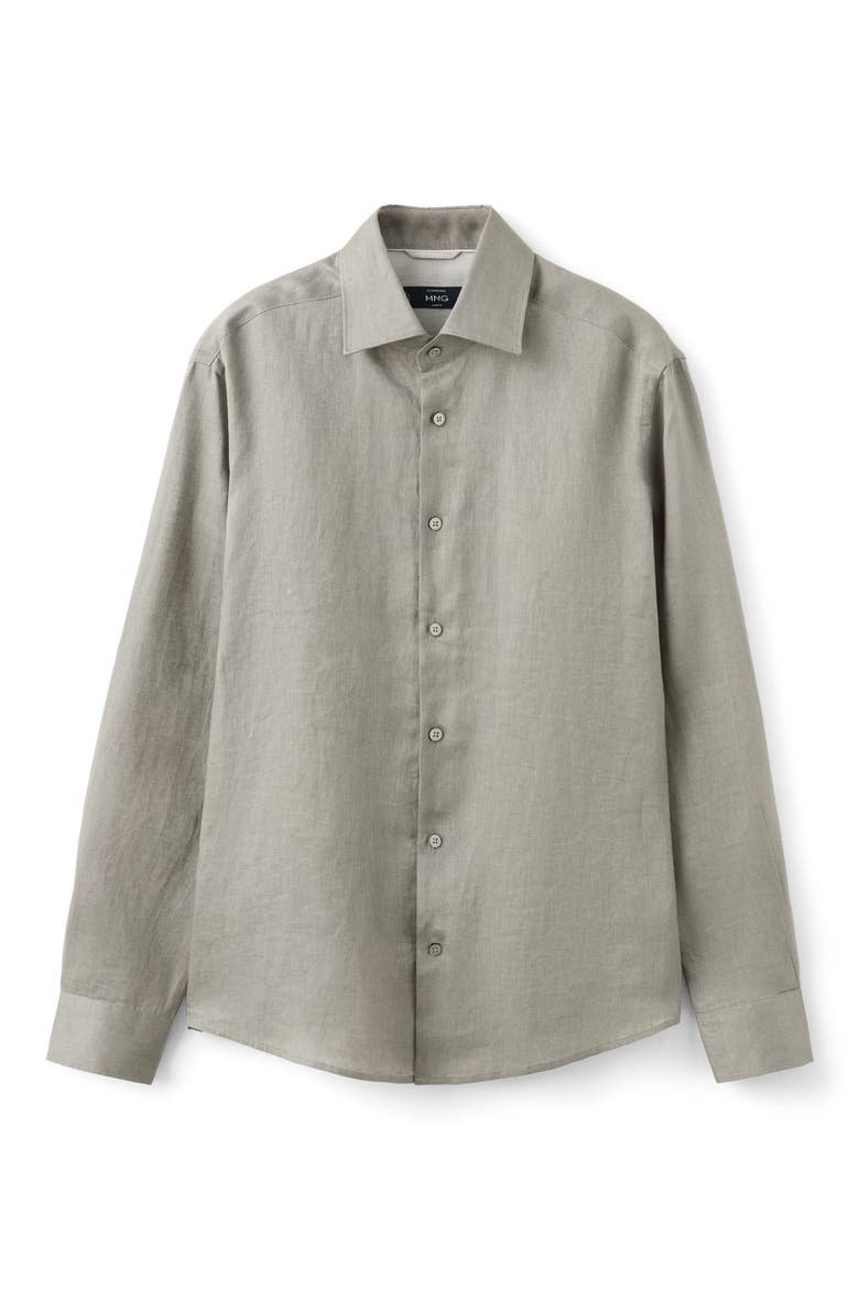 Slim Fit Linen Button-Up Shirt, Alternate, color, MEDIUM BROWN