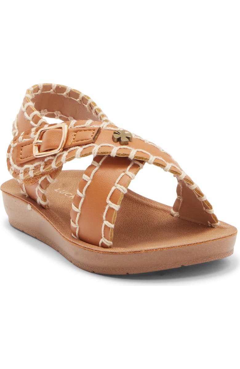 Lucky Brand Kids' Whipstitch Crossover Sandal, Main, color, Cognac