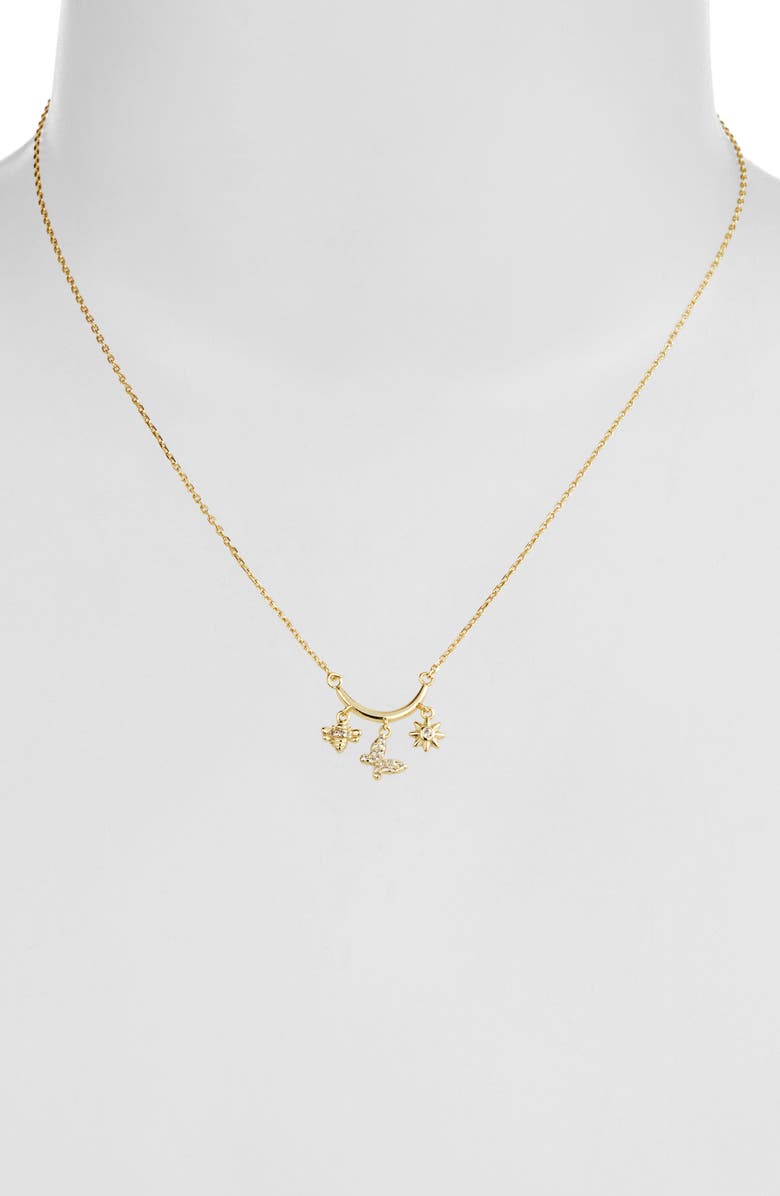 ARGENTO VIVO Sterling Silver Cubic Zirconia Charm Necklace, Alternate, color, Gold