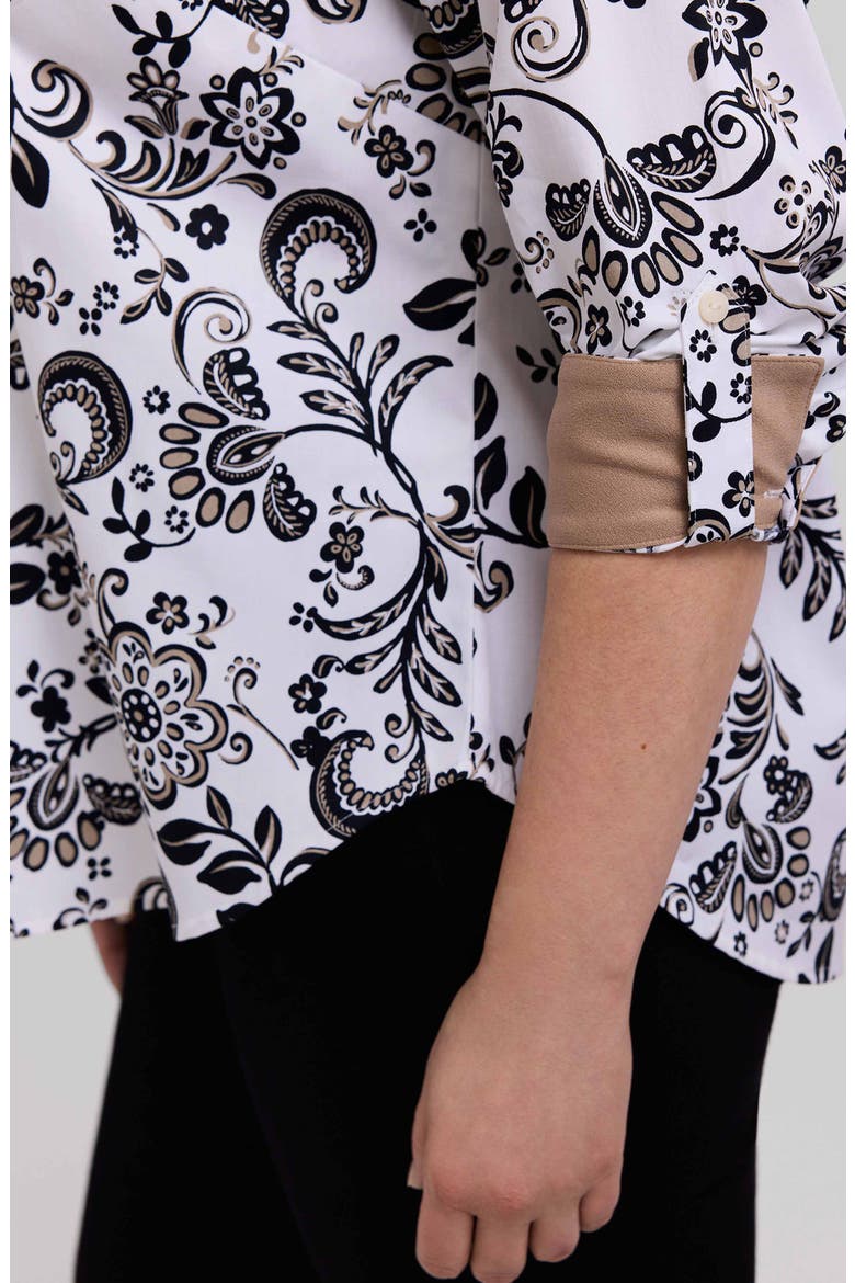Margie Daisy Cotton Button-Up Shirt, Alternate, color, WHITE/ MULTI