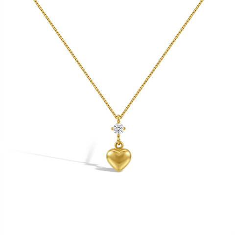 14k CZ Heart Dangle Girls Necklace