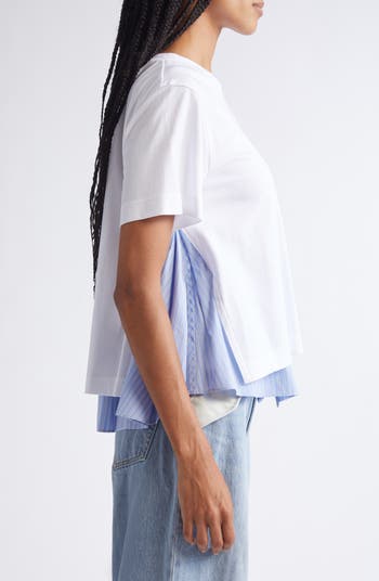 【sacai】Hybrid Slit Pocket Cotton Poplin T-shirt sacai】Hybrid Slit Pocket Cotton Poplin T-shirt