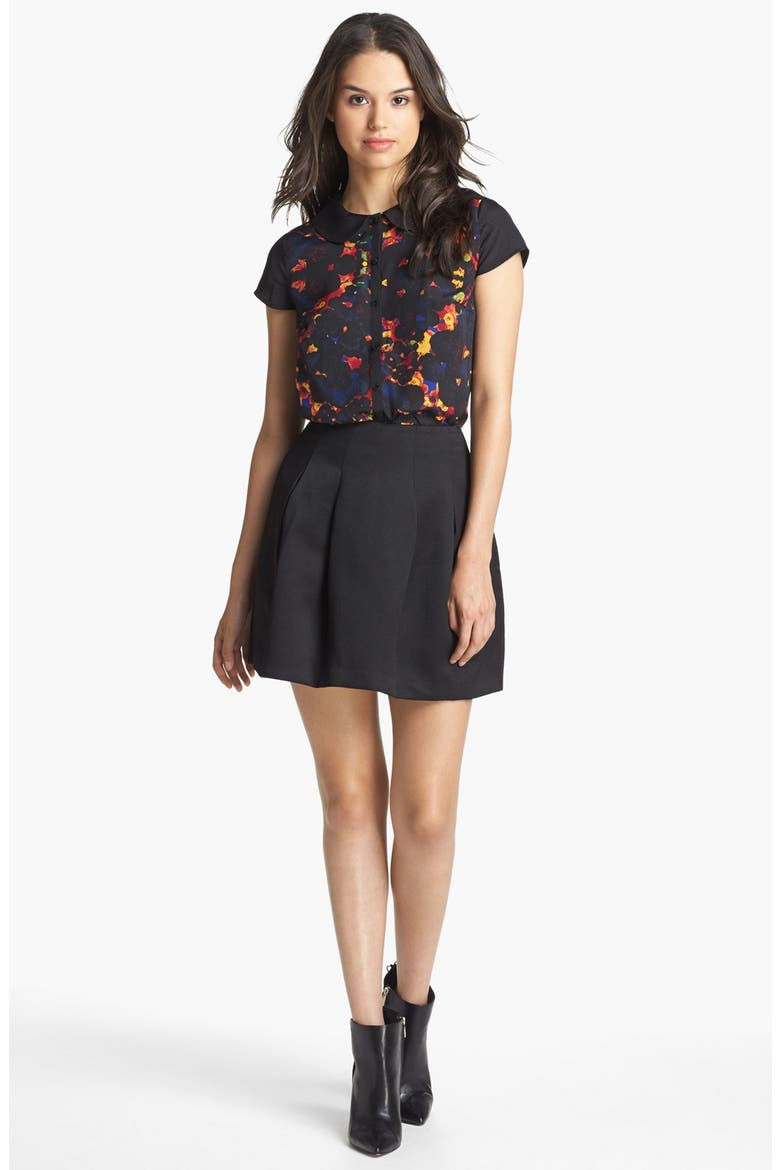 Pleated Miniskirt, Alternate, color, BLACK