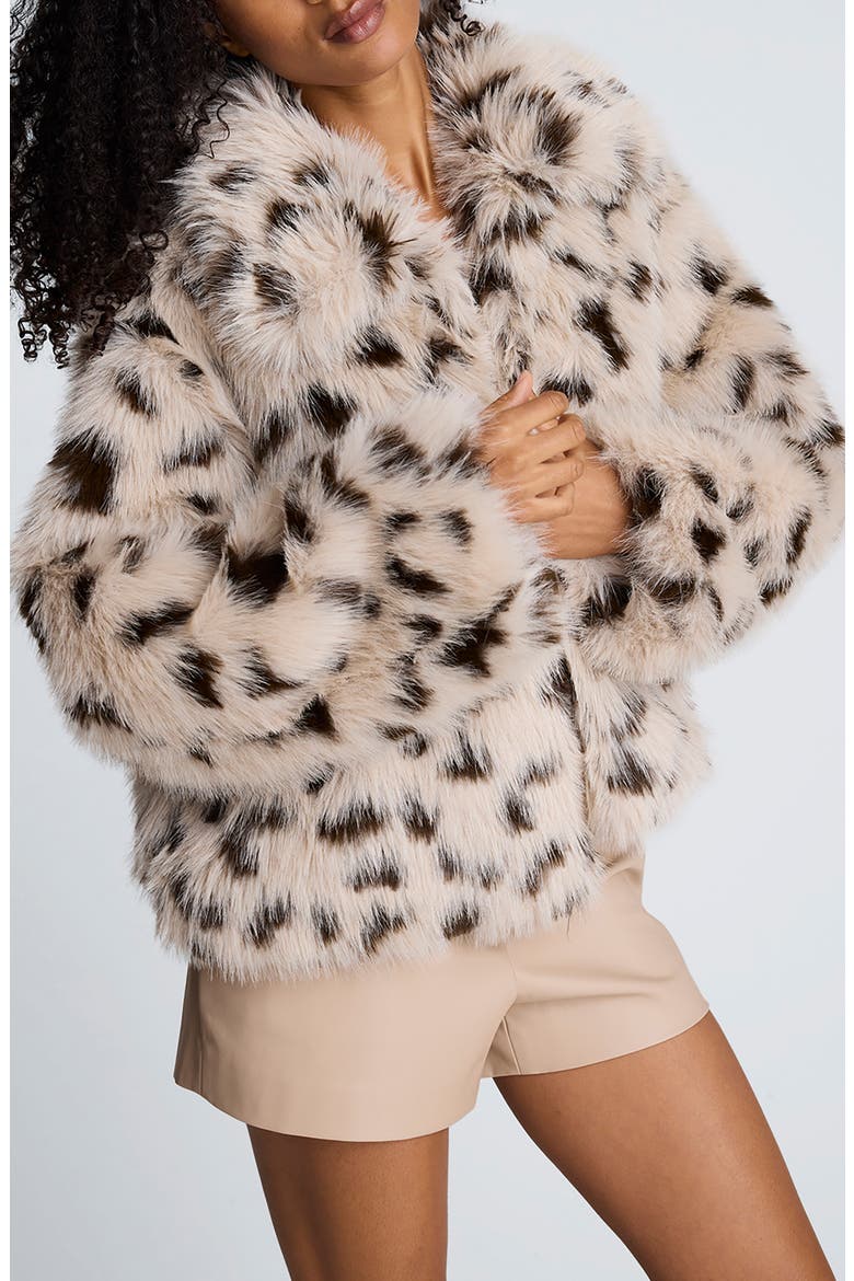 Oversize Faux Fur Crop Jacket, Alternate, color, OAT COMBO