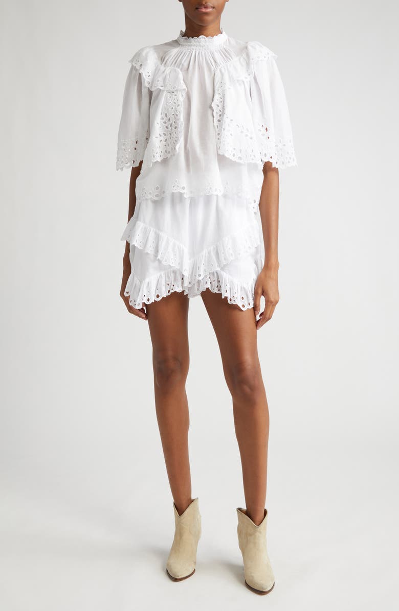 Isabel Marant Étoile Kaddy Eyelet Tiered Ruffle Skort, Alternate, color, 