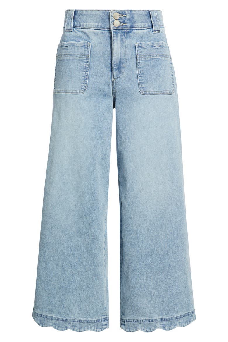 Scallop Patch Pocket High Waist Crop Wide Leg Jeans, Alternate, color, LIGHT BLUE ARTISANAL