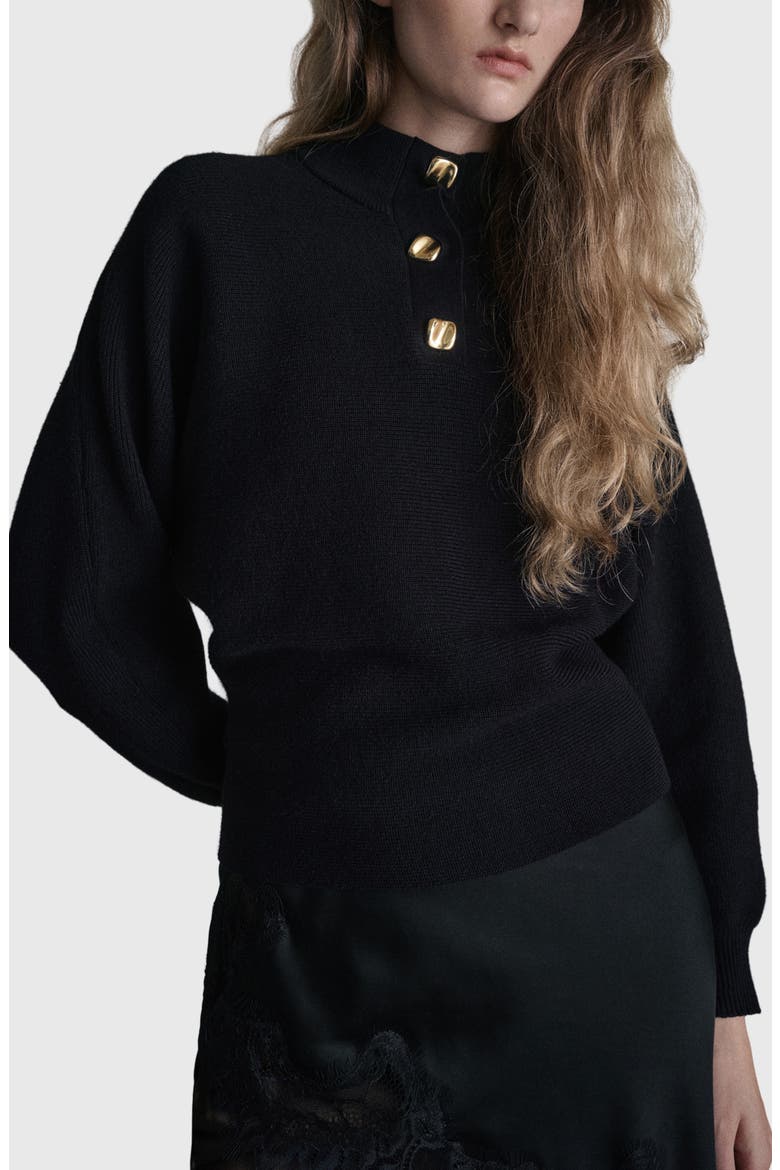 Uptown Polo Sweater, Main, color, BLACK