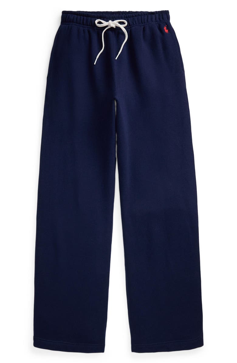 Polo Ralph Lauren Cotton Blend Fleece Wide Leg Sweatpants, Alternate, color, Cruise Navy