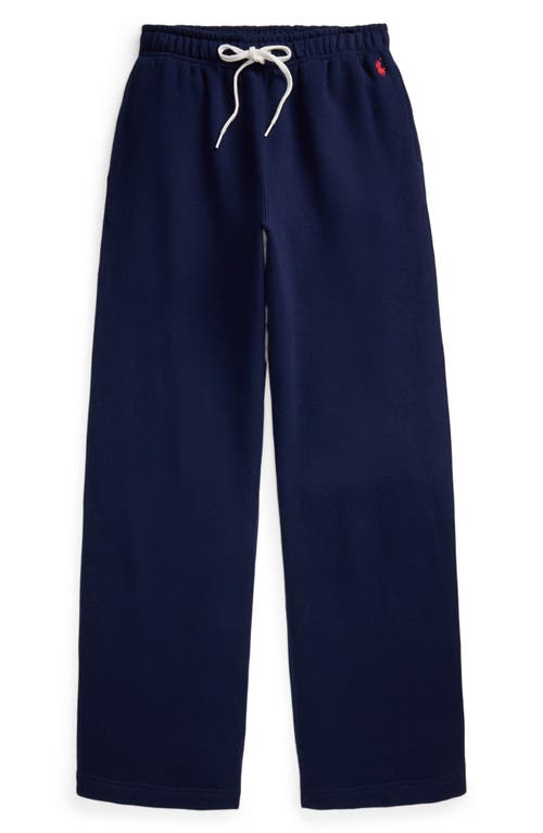 Polo Ralph Lauren Cotton Blend Fleece Wide Leg Sweatpants In Blue