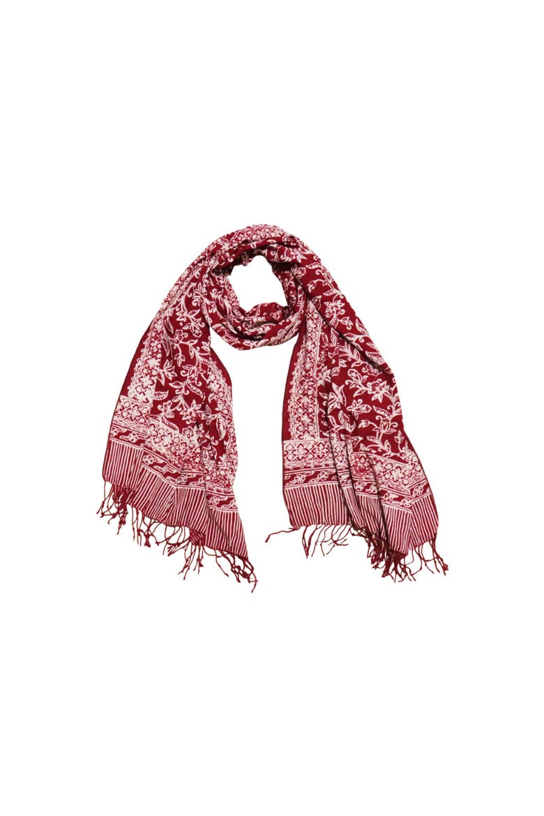 Handmade Batik Scarf, Main, color, Red White Cherish