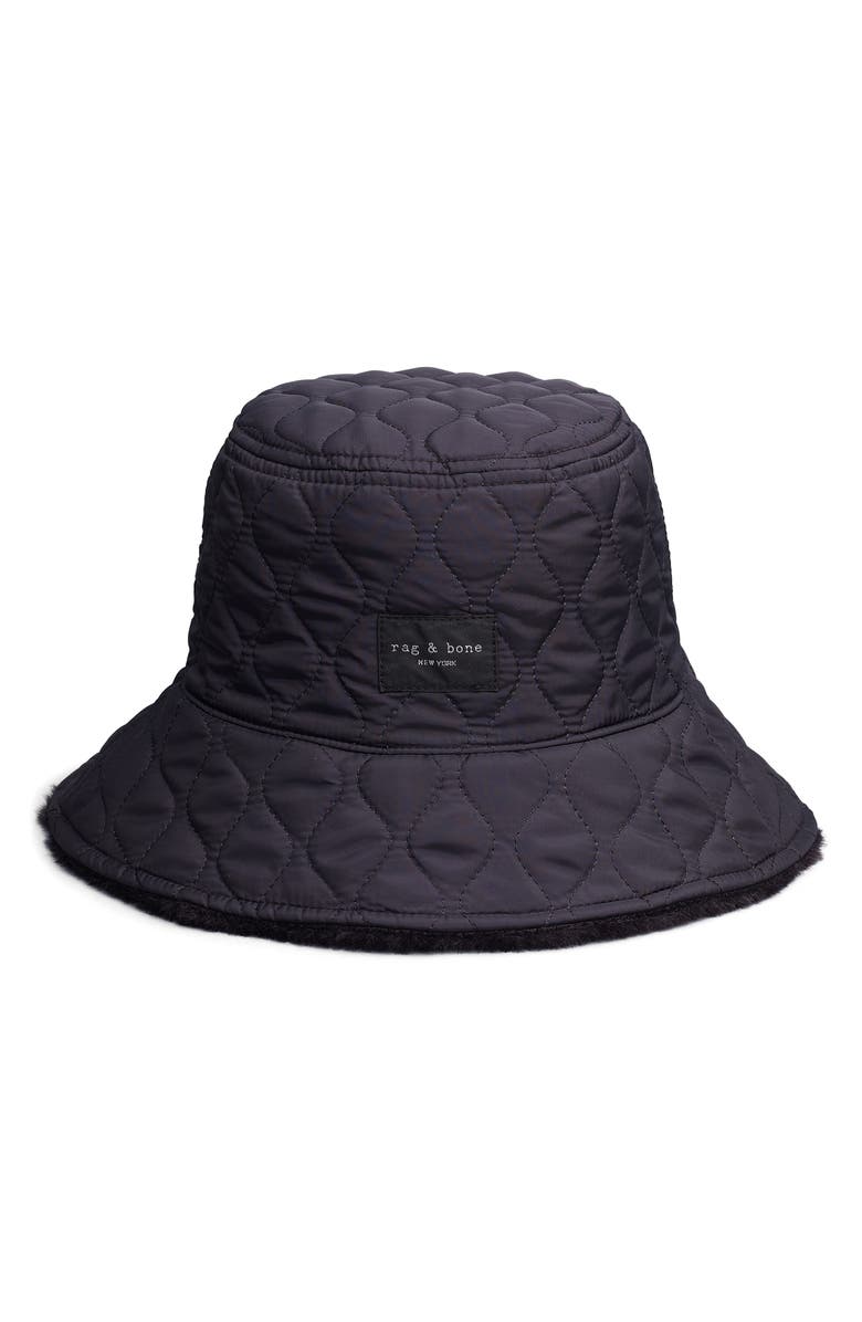 rag & bone Addison Reversible Faux Fur Bucket Hat, Alternate, color,