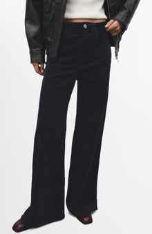 MANGO High Waist Wide Leg Corduroy Jeans