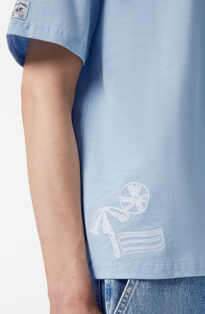 Scotch & Soda Loose Fit Slub Embroidered Cotton T-Shirt, Alternate, color, Sky Blue