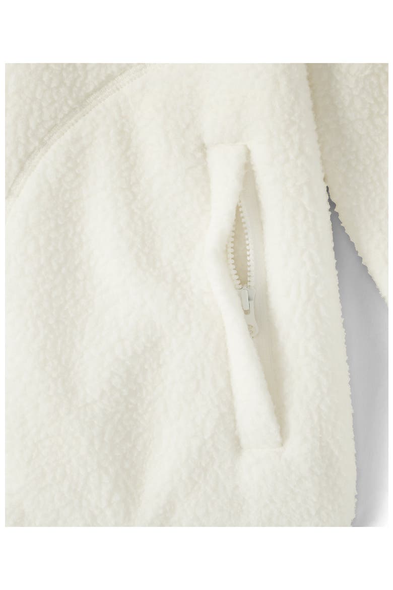 Plus Size Print Half Zip Cozy High Pile Fleece Pullover, Alternate, color, Ivory