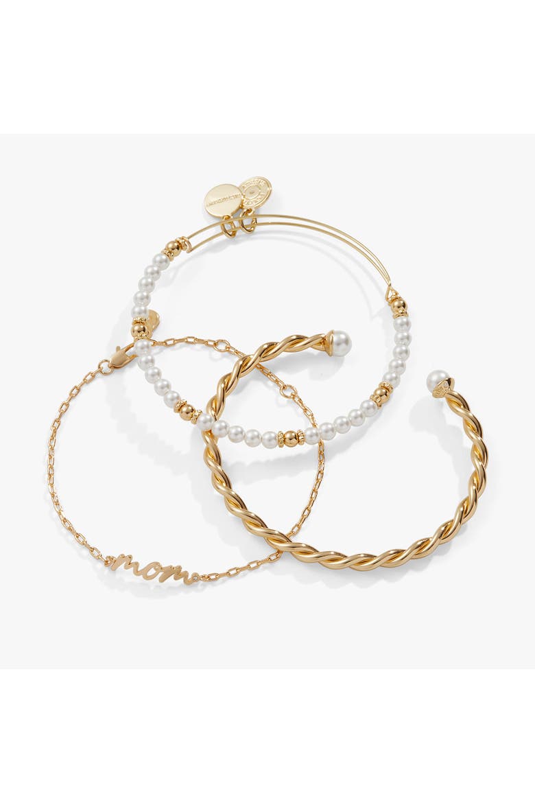 Mom Script Bracelet, Set of 3, Alternate, color, Gold