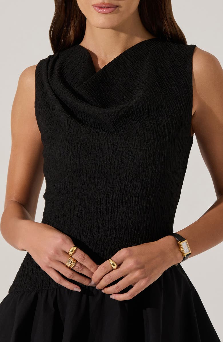 ASTR the Label Cowl Neck Mixed Media Minidress, Alternate, color, Black