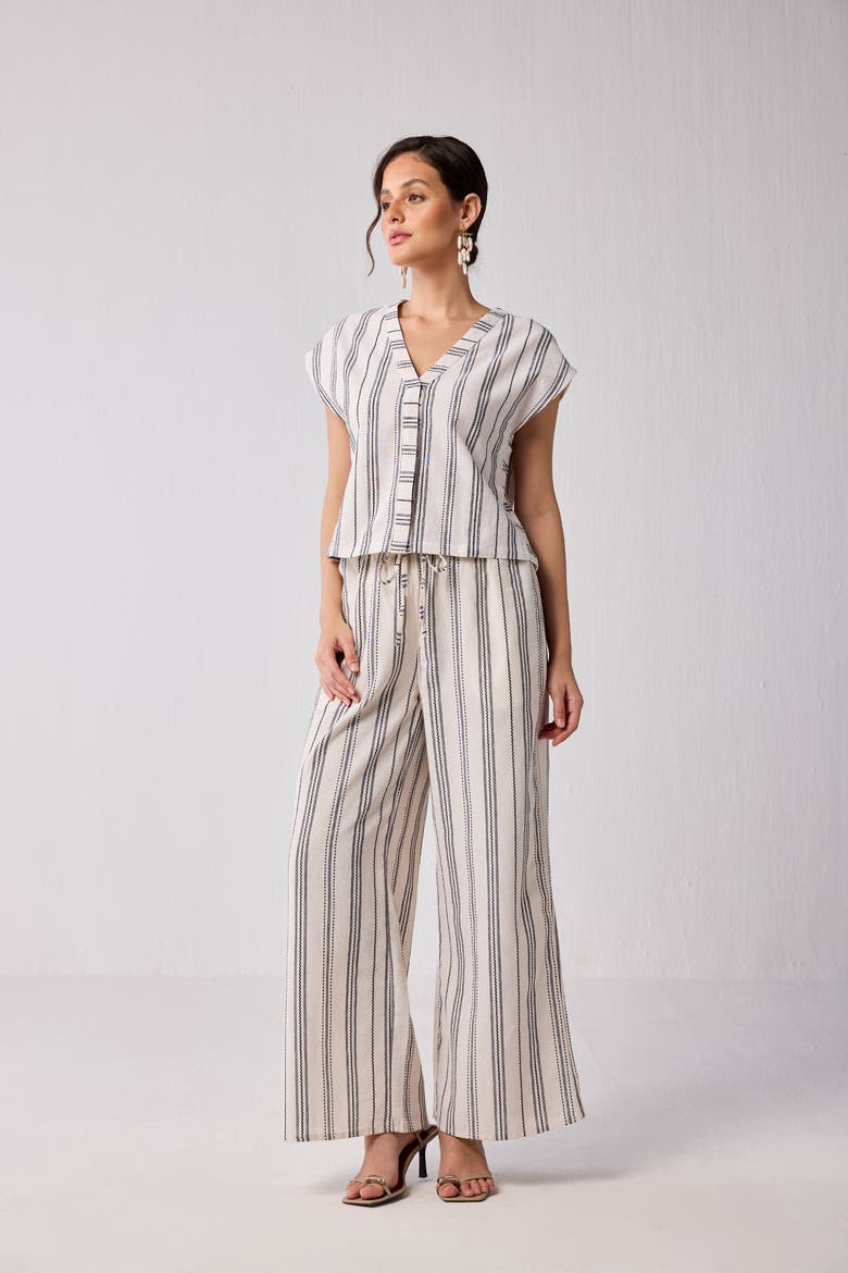 Wide-Leg Drawstring Pants, Alternate, color, White