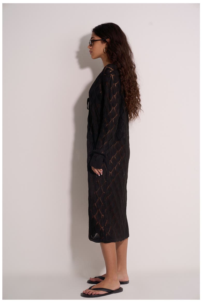 Santorini Crocheted Midi Cover-Up, Alternate, color, Black