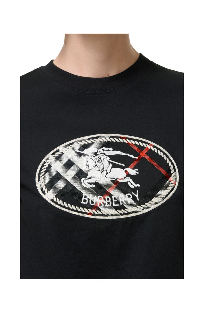 Burberry Check Knight Stamp Cotton T-shirt, Alternate, color, Black