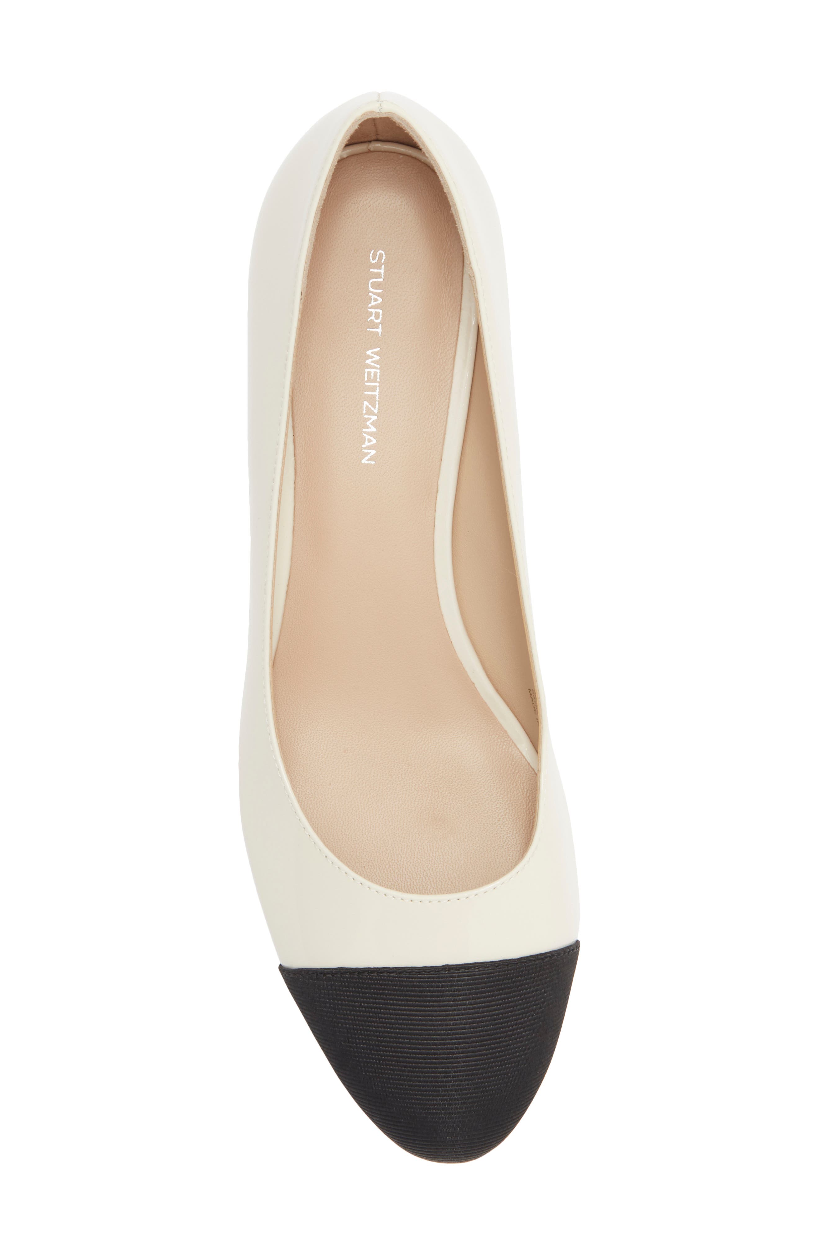 Stuart Weitzman Gabby Block Heel Pump, Alternate, color, Chalk/ Black