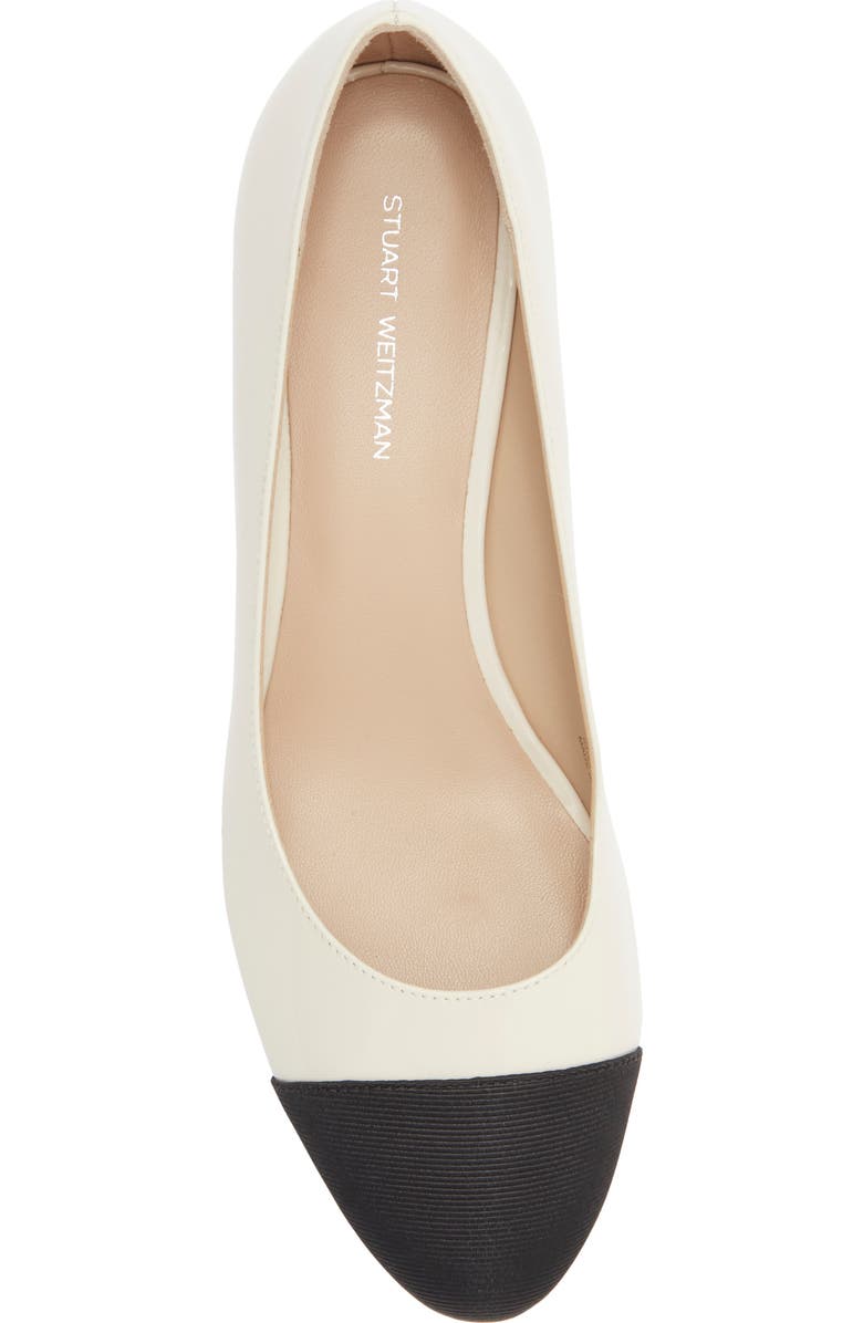 Stuart Weitzman Gabby Block Heel Pump, Alternate, color, Chalk/ Black