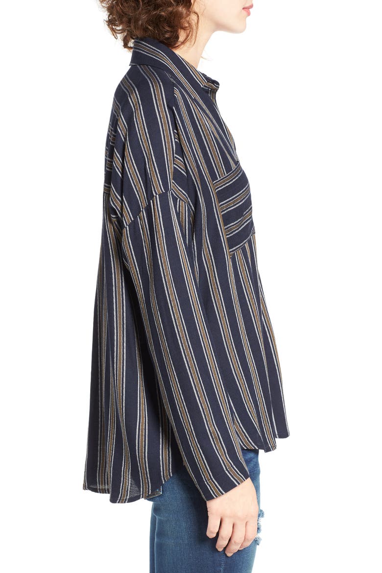 Stripe Button Front Shirt, Alternate, color, NAVY NIGHT ANNA STRIPE