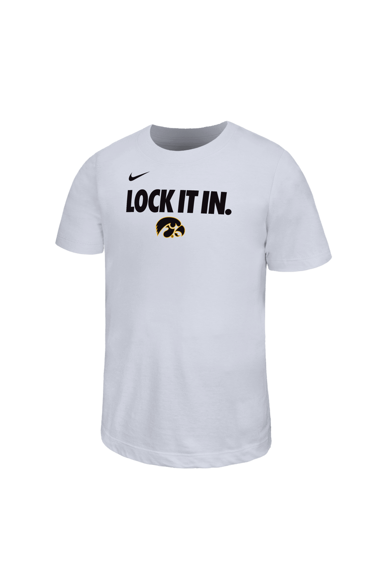 Youth Nike White Iowa Hawkeyes 2026 On-Court Bench Legend Dri-FIT T-Shirt, Main, color, White