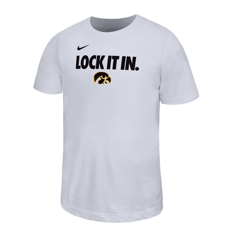 Youth Nike White Iowa Hawkeyes 2026 On-Court Bench Legend Dri-FIT T-Shirt