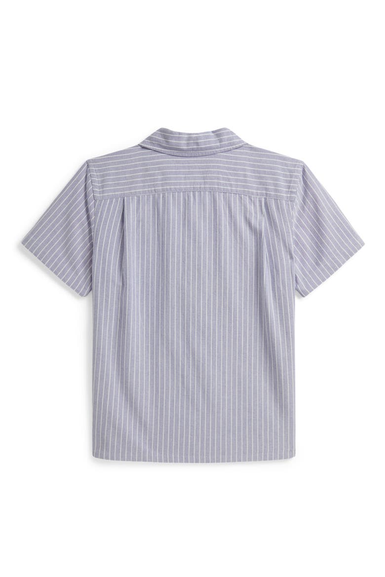 Kids' Short Sleeve Cotton Oxford Camp Shirt, Alternate, color, BLUE WHITE