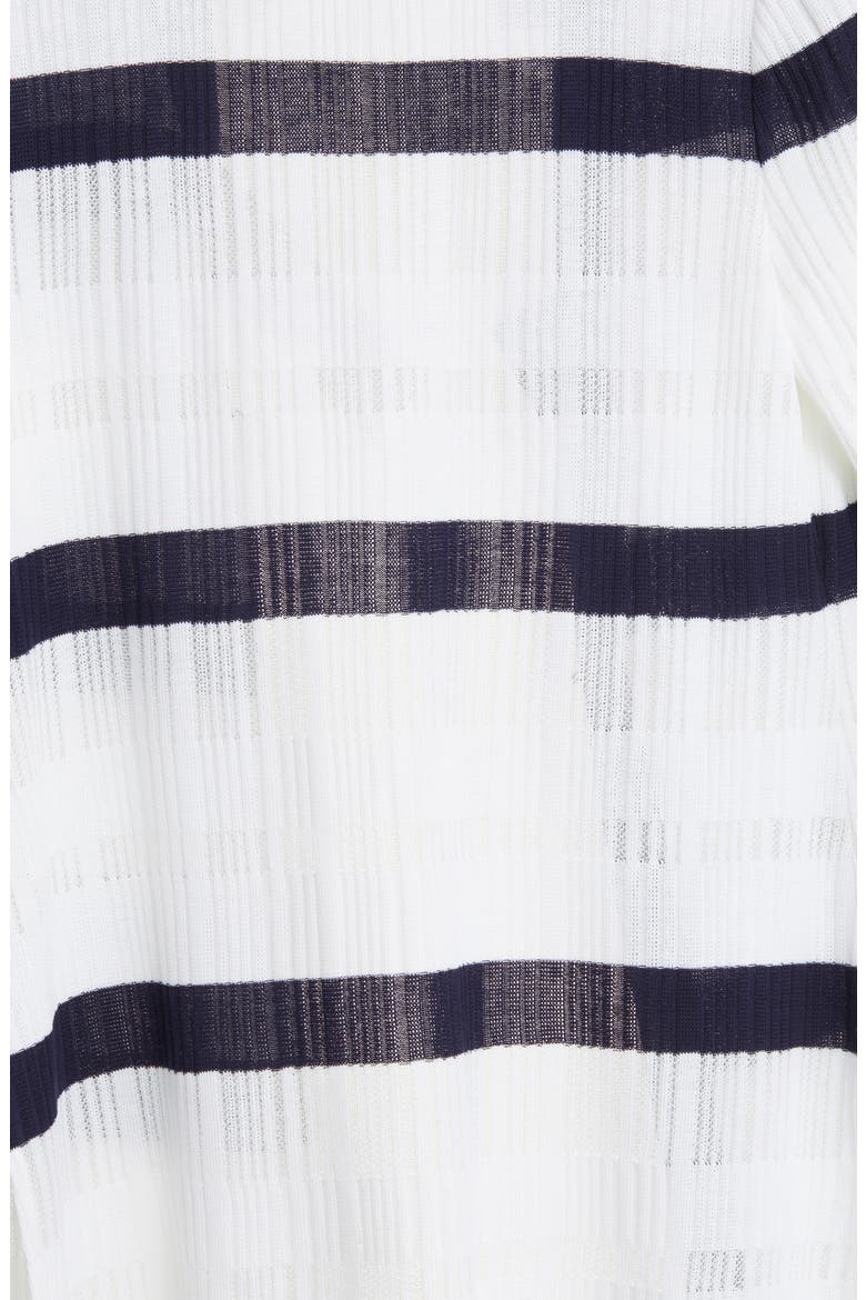Rib Stripe Sheer Knit Jacket, Alternate, color, WHITE/ INDIGO