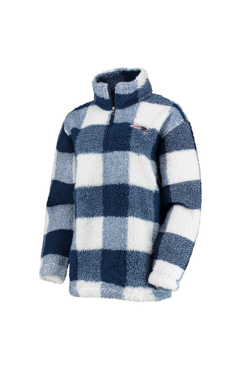 G-III 4HER BY CARL BANKS Women's G-III 4Her by Carl Banks Navy New England Patriots Sherpa Plaid Quarter-Zip Jacket, Alternate, color, 