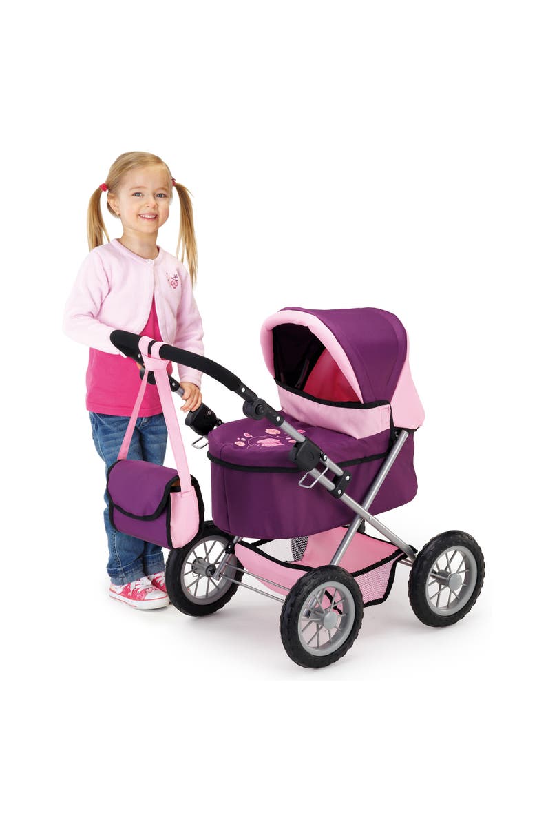 Bayer Design Trendy Pram Purple & Pink Fits Dolls Up To 18 Inches, Alternate, color, Multicolored