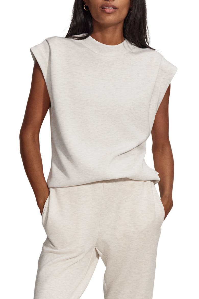 Double Soft Cap Sleeve Sweatshirt, Main, color, IVORY MARL