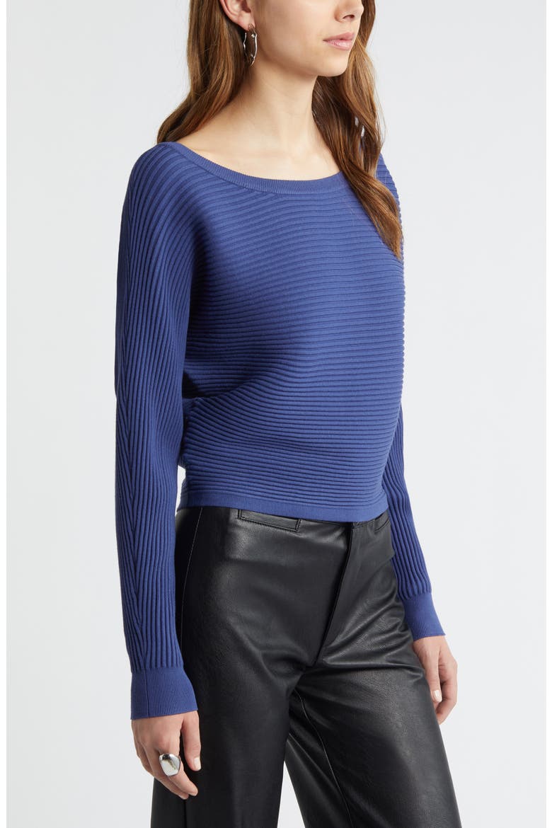 Luxe Sculpt Rib Dolman Sleeve Sweater, Alternate, color, BLUE COBALT
