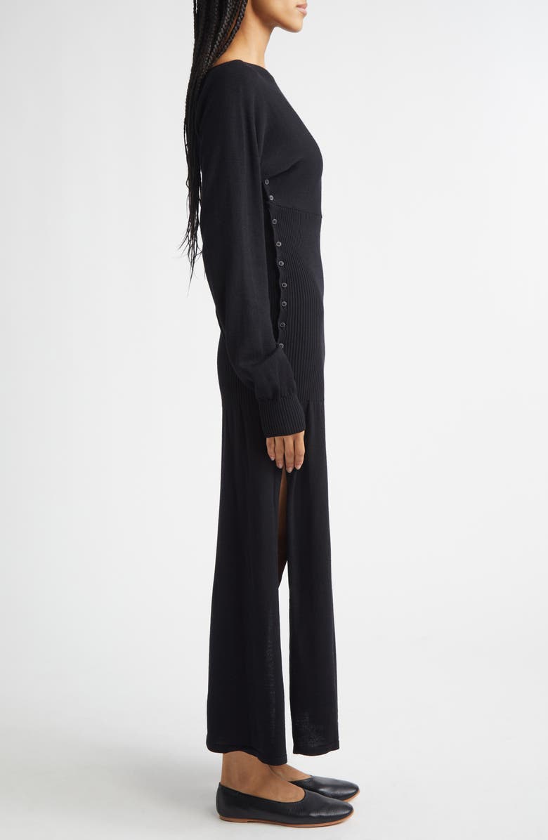 Paloma Wool Fa Cutout Long Sleeve Extrafine Merino Wool Sweater Dress, Alternate, color, Black