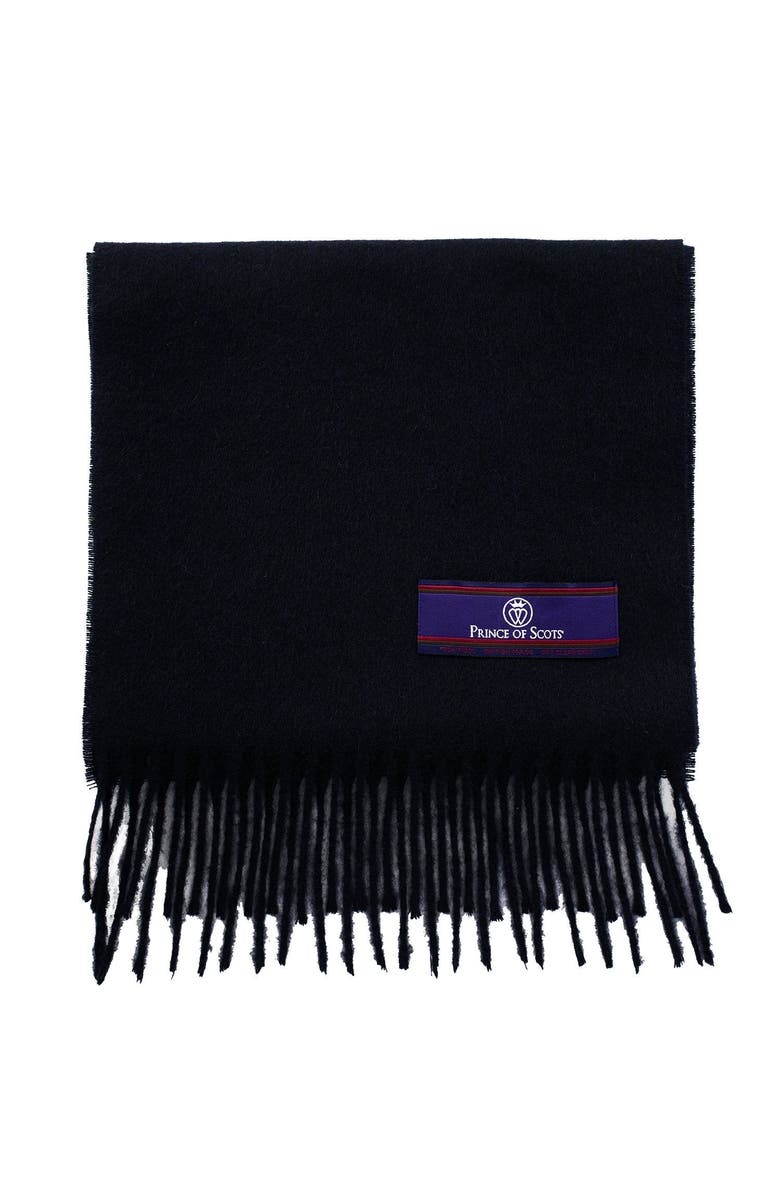 Prince of Scots Fringed Merino Wool Scarf, Alternate, color, Navy
