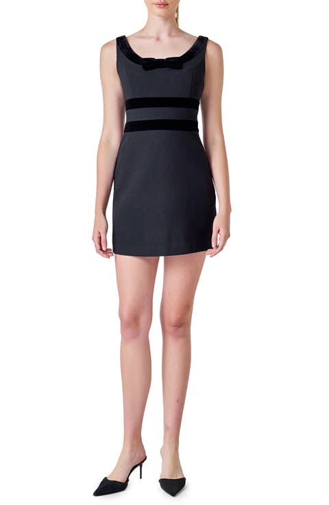 Velvet Trim Sleeveless Minidress