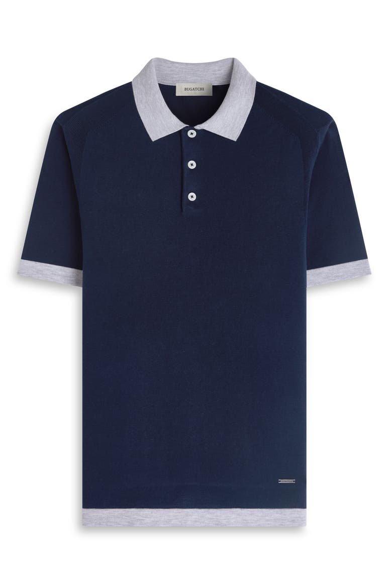 Short Sleeve Cotton & Modal Polo Sweater, Alternate, color, NAVY