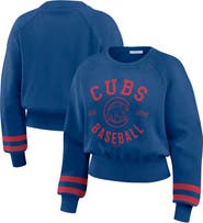 WEAR by Erin Andrews Women's WEAR by Erin Andrews Royal Chicago Cubs Vintage Washed Cropped Pullover Sweatshirt