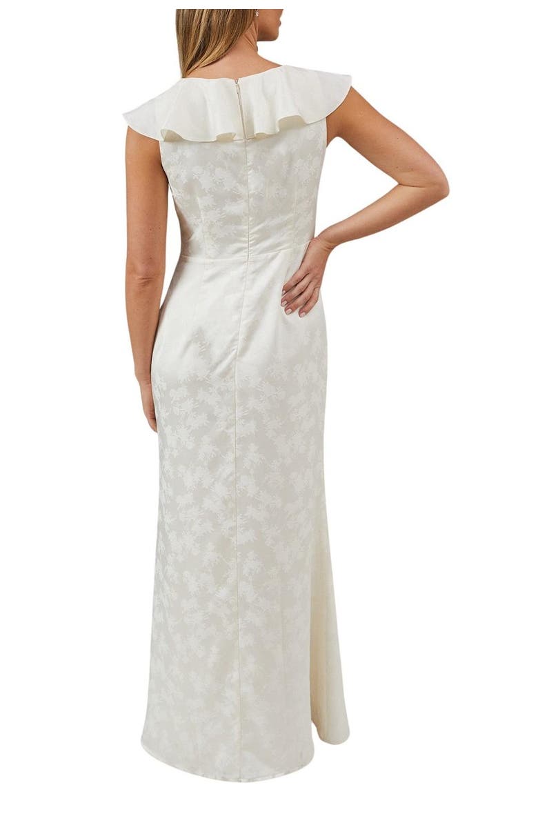 Oasis Satin Jacquard V-Neck Bridesmaid Dress, Alternate, color, Champagne