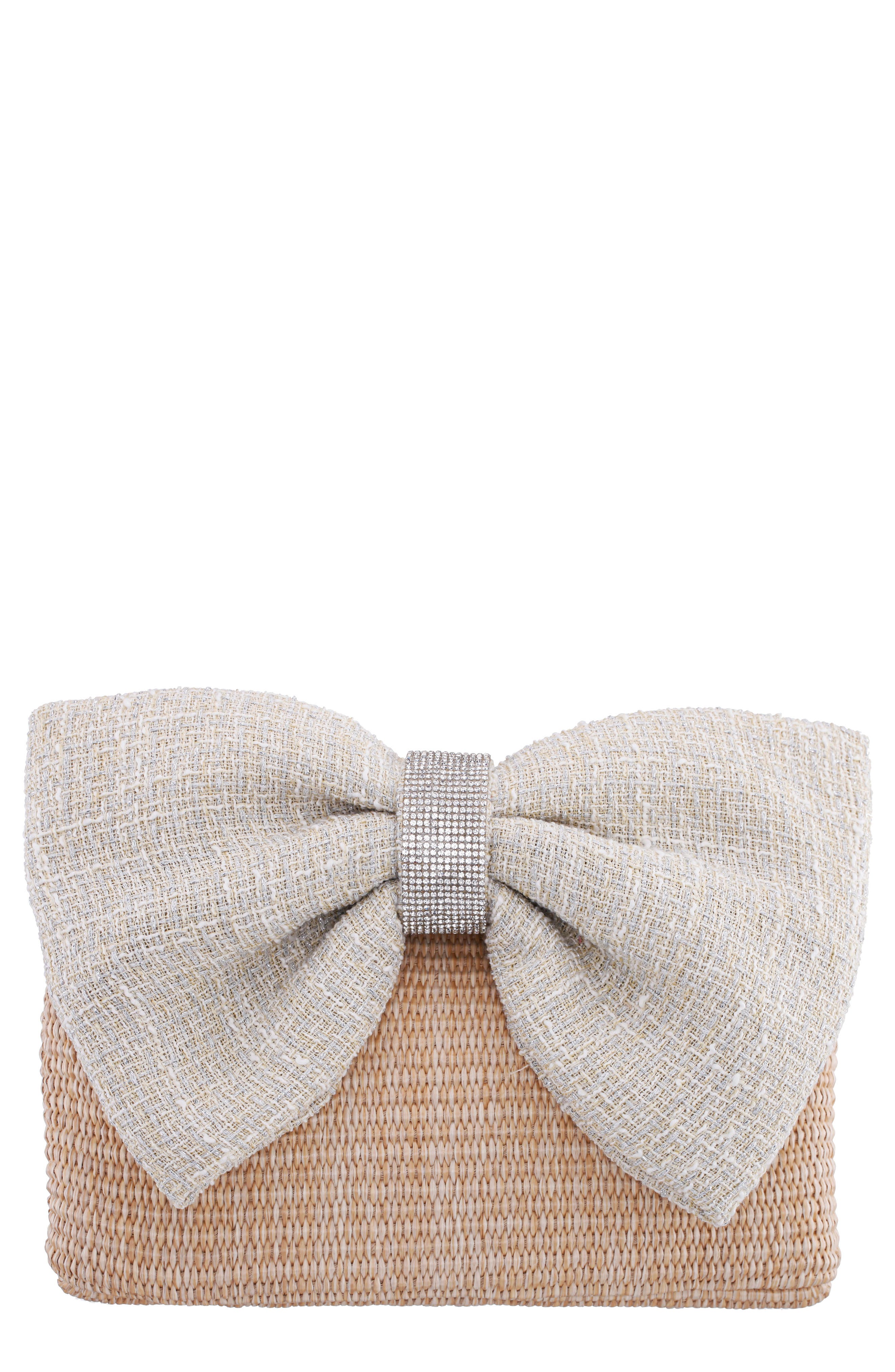 Nina Tula Clutch, Main, color, White/Natural